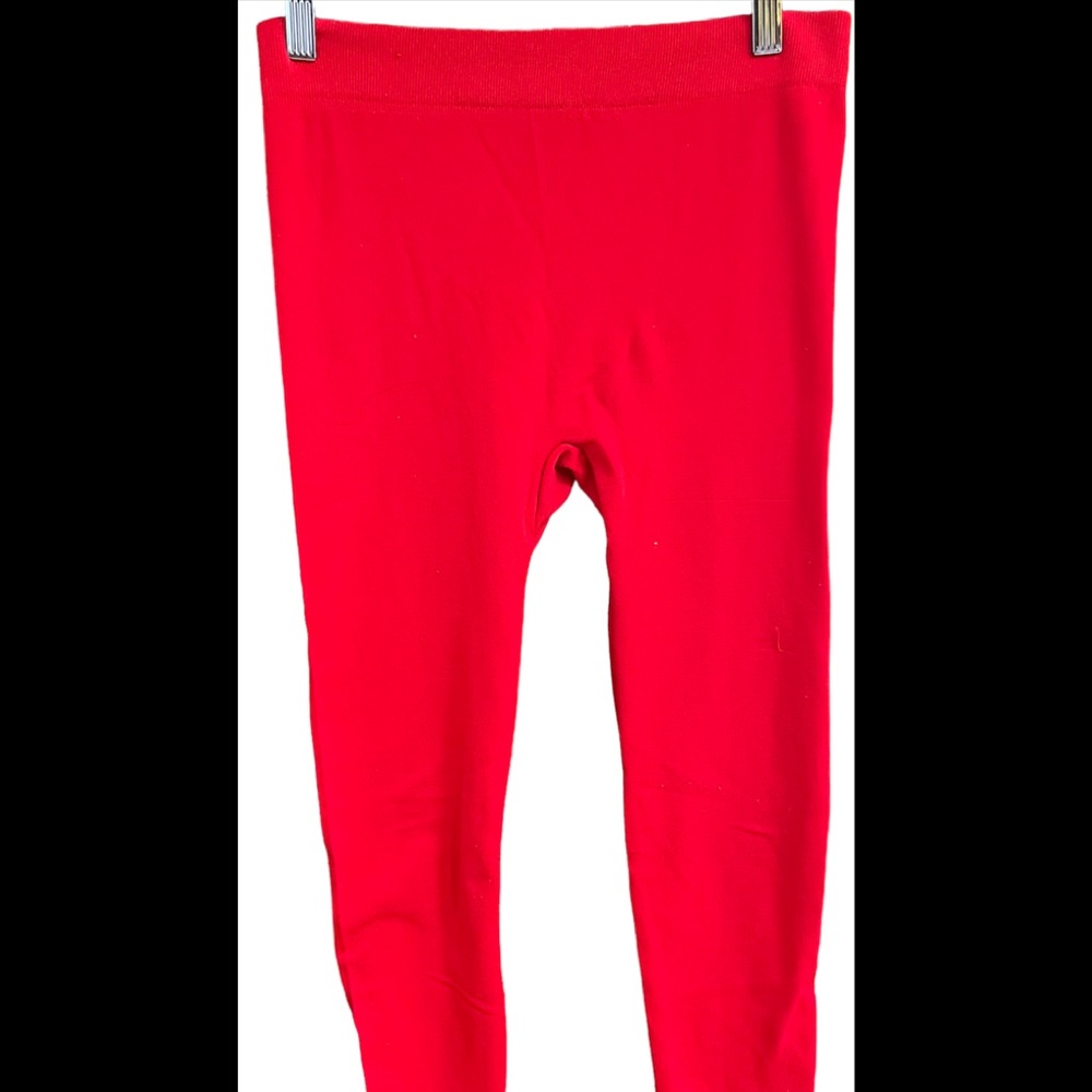 Red fleece leggings cozy